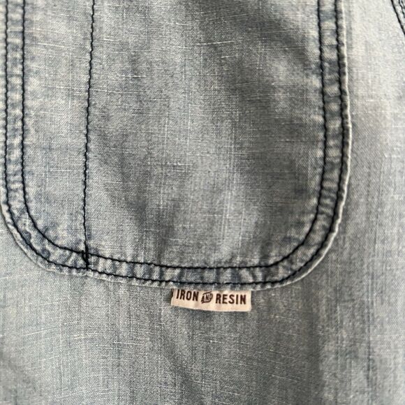 Iron & Resin chambray denim long-sleeve shirt Size M - Picture 4 of 9